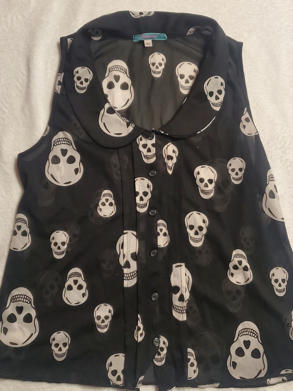 julie's closet Black Sheer Skull Print Top